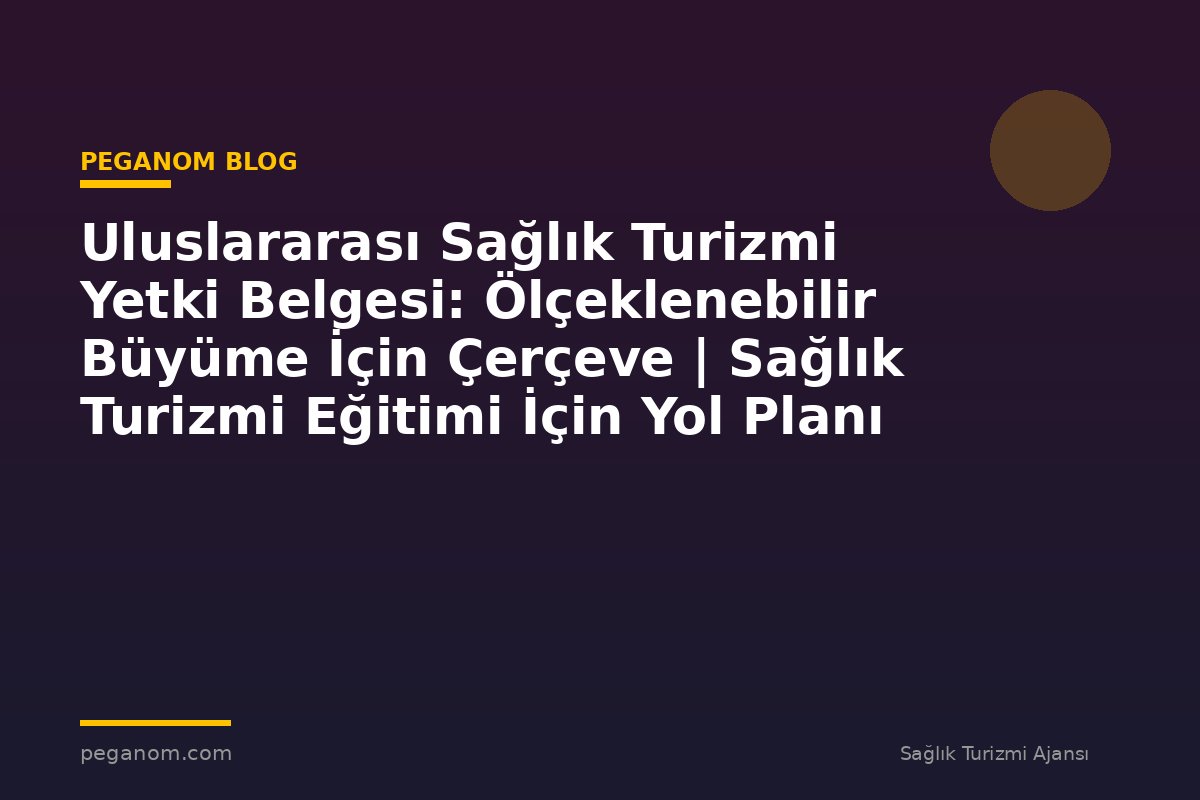 Uluslararası Sağlık Turizmi Yetki Belgesi: Ölçeklenebilir Büyüme İçin Çerçeve | Sağlık Turizmi Eğitimi İçin Yol Planı