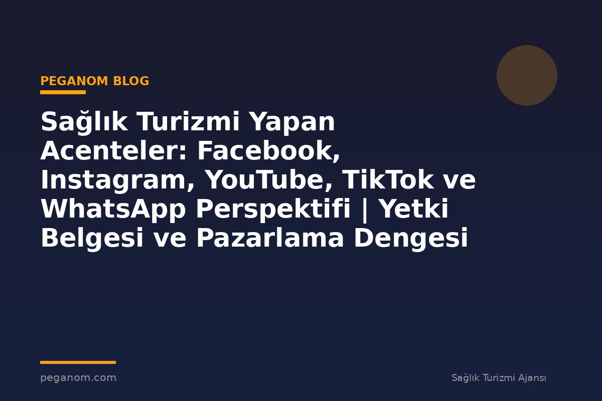 Sağlık Turizmi Yapan Acenteler: Facebook, Instagram, YouTube, TikTok ve WhatsApp Perspektifi | Yetki Belgesi ve Pazarlama Dengesi