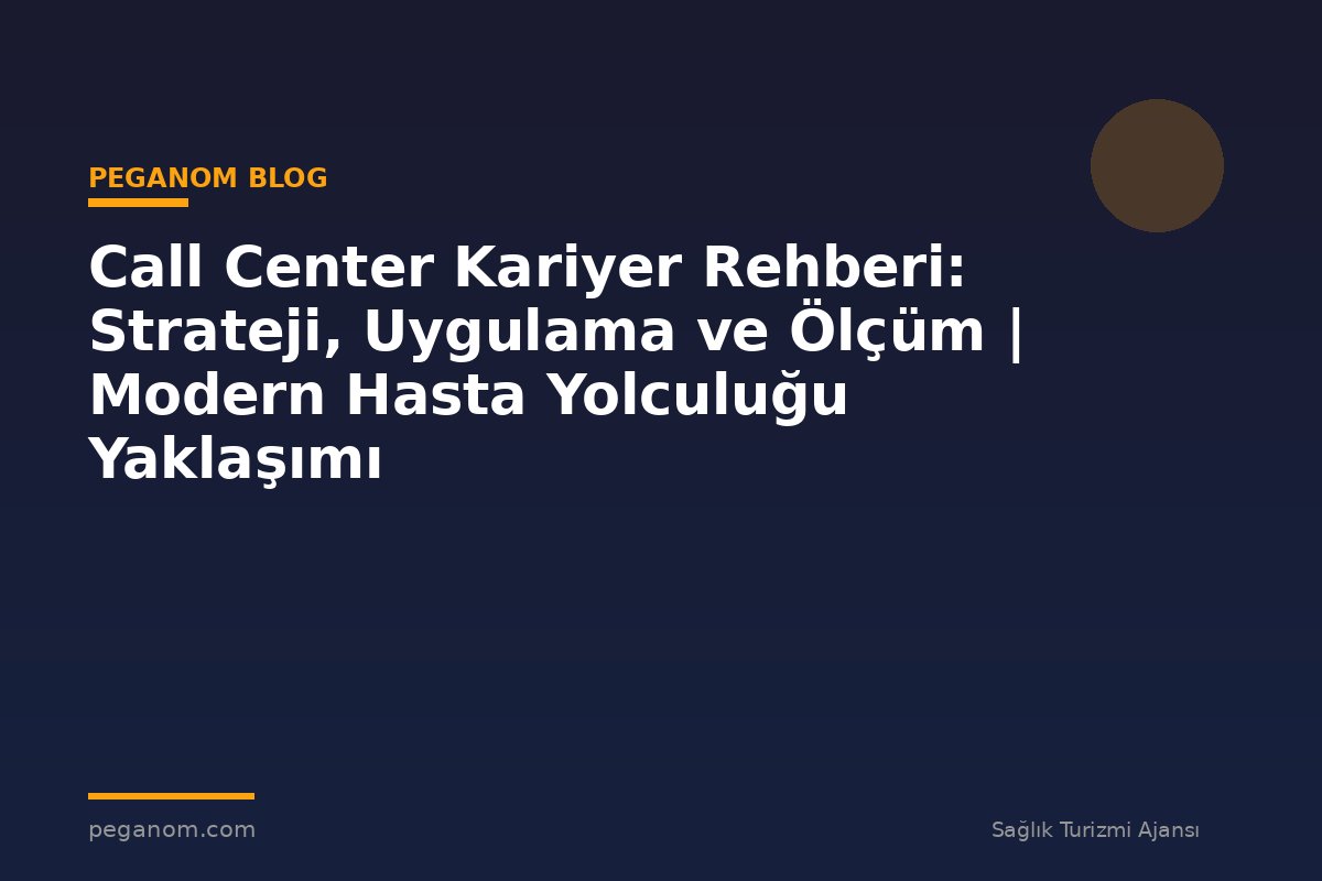 Call Center Kariyer Rehberi: Strateji, Uygulama ve Ölçüm | Modern Hasta Yolculuğu Yaklaşımı
