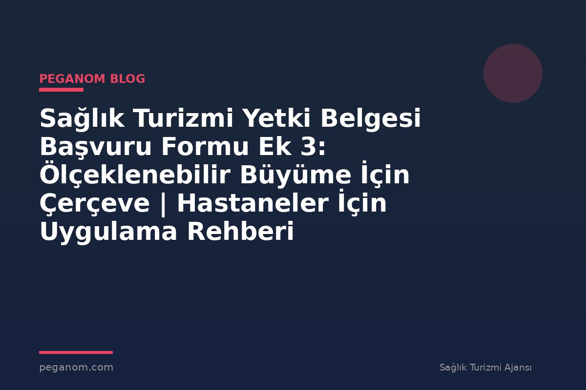 Sağlık Turizmi Yetki Belgesi Başvuru Formu Ek 3: Ölçeklenebilir Büyüme İçin Çerçeve | Hastaneler İçin Uygulama Rehberi