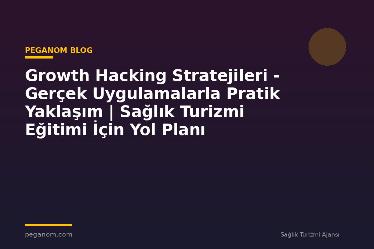 Growth Hacking Stratejileri - Gerçek Uygulamalarla Pratik Yaklaşım | Sağlık Turizmi Eğitimi İçin Yol Planı