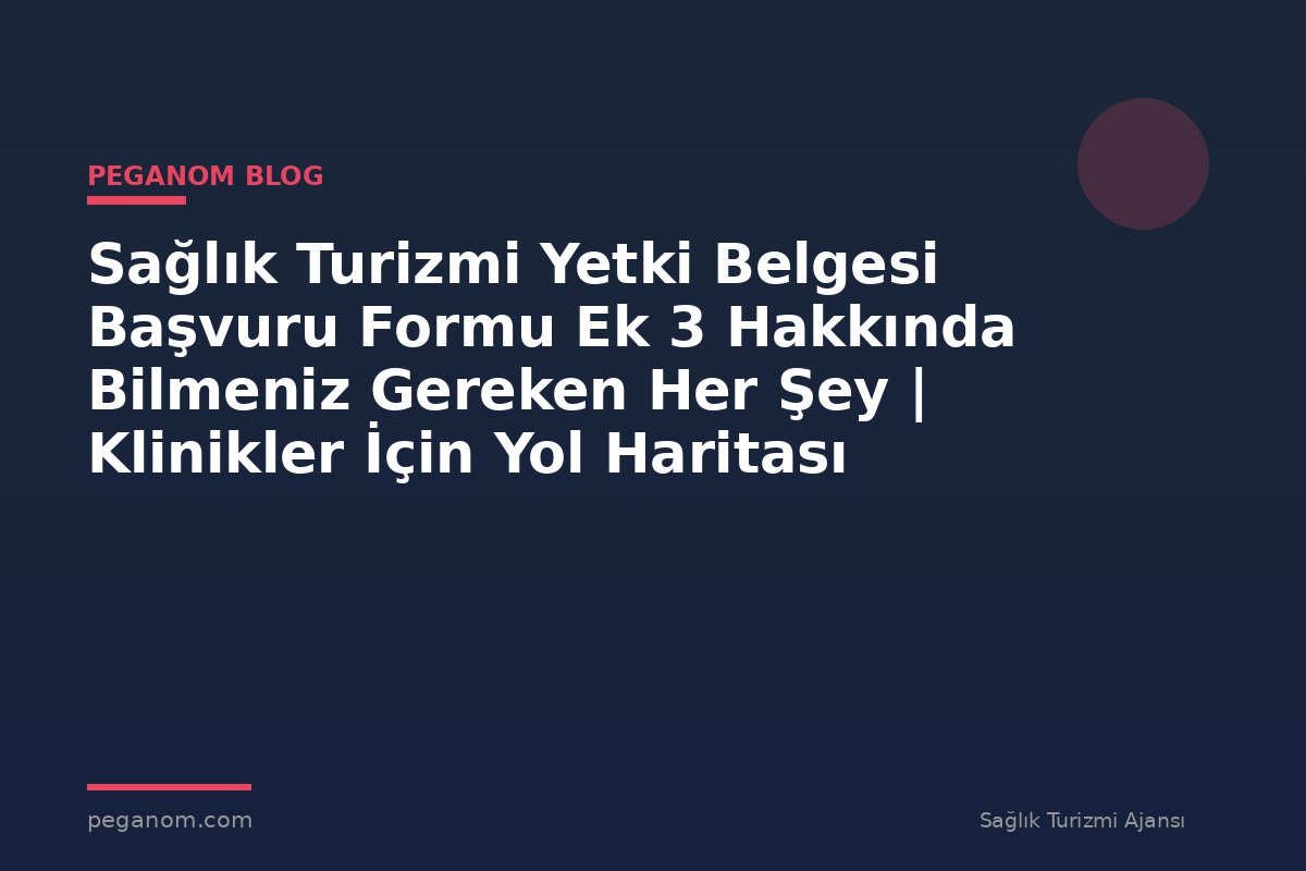 Sağlık Turizmi Yetki Belgesi Başvuru Formu Ek 3 Hakkında Bilmeniz Gereken Her Şey | Klinikler İçin Yol Haritası
