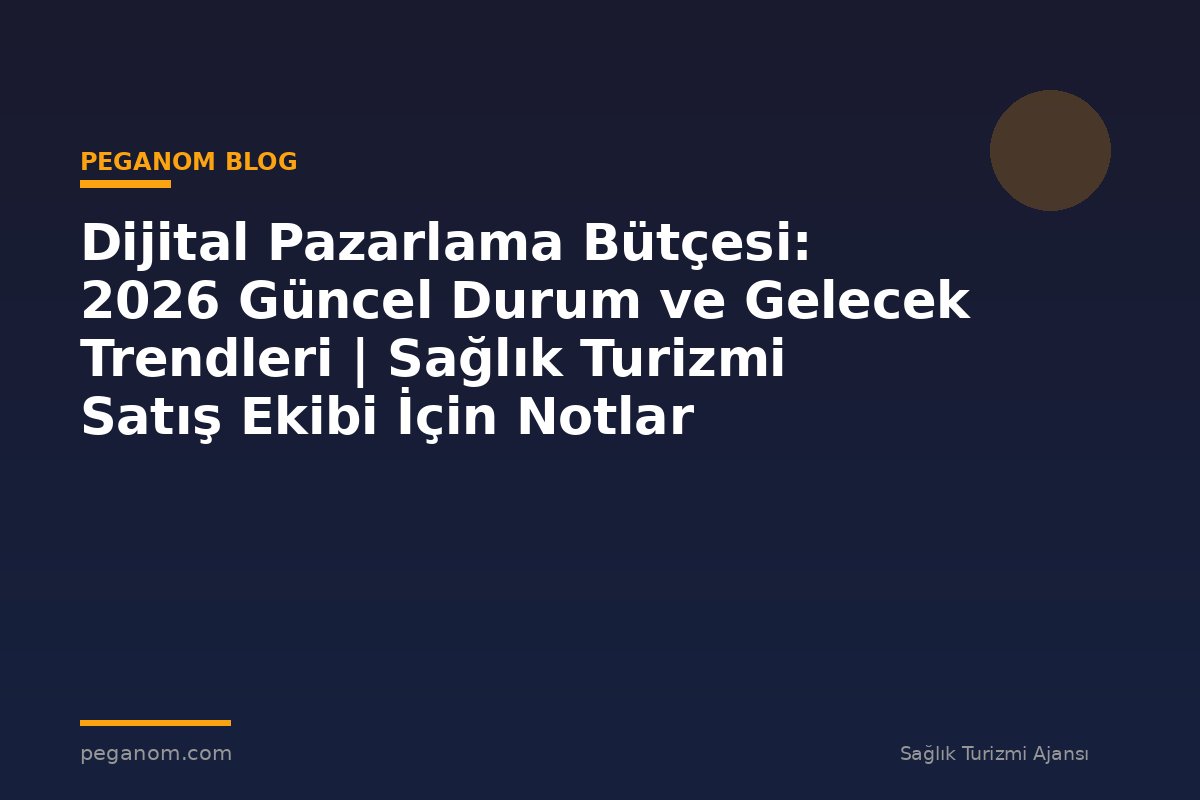 Dijital Pazarlama Bütçesi: 2026 Güncel Durum ve Gelecek Trendleri | Sağlık Turizmi Satış Ekibi İçin Notlar