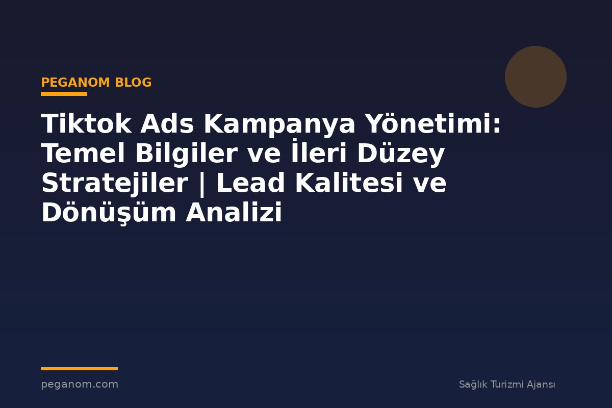 Tiktok Ads Kampanya Yönetimi: Temel Bilgiler ve İleri Düzey Stratejiler | Lead Kalitesi ve Dönüşüm Analizi