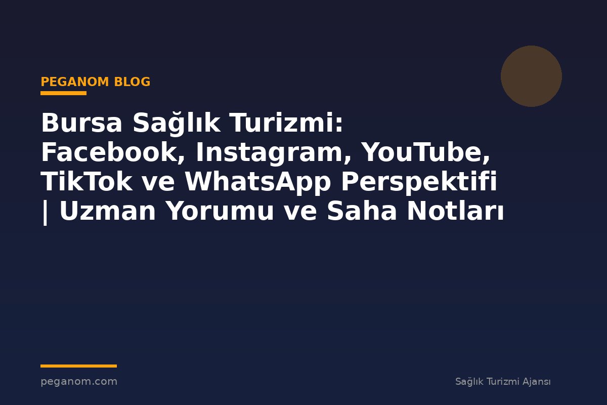 Bursa Sağlık Turizmi: Facebook, Instagram, YouTube, TikTok ve WhatsApp Perspektifi | Uzman Yorumu ve Saha Notları
