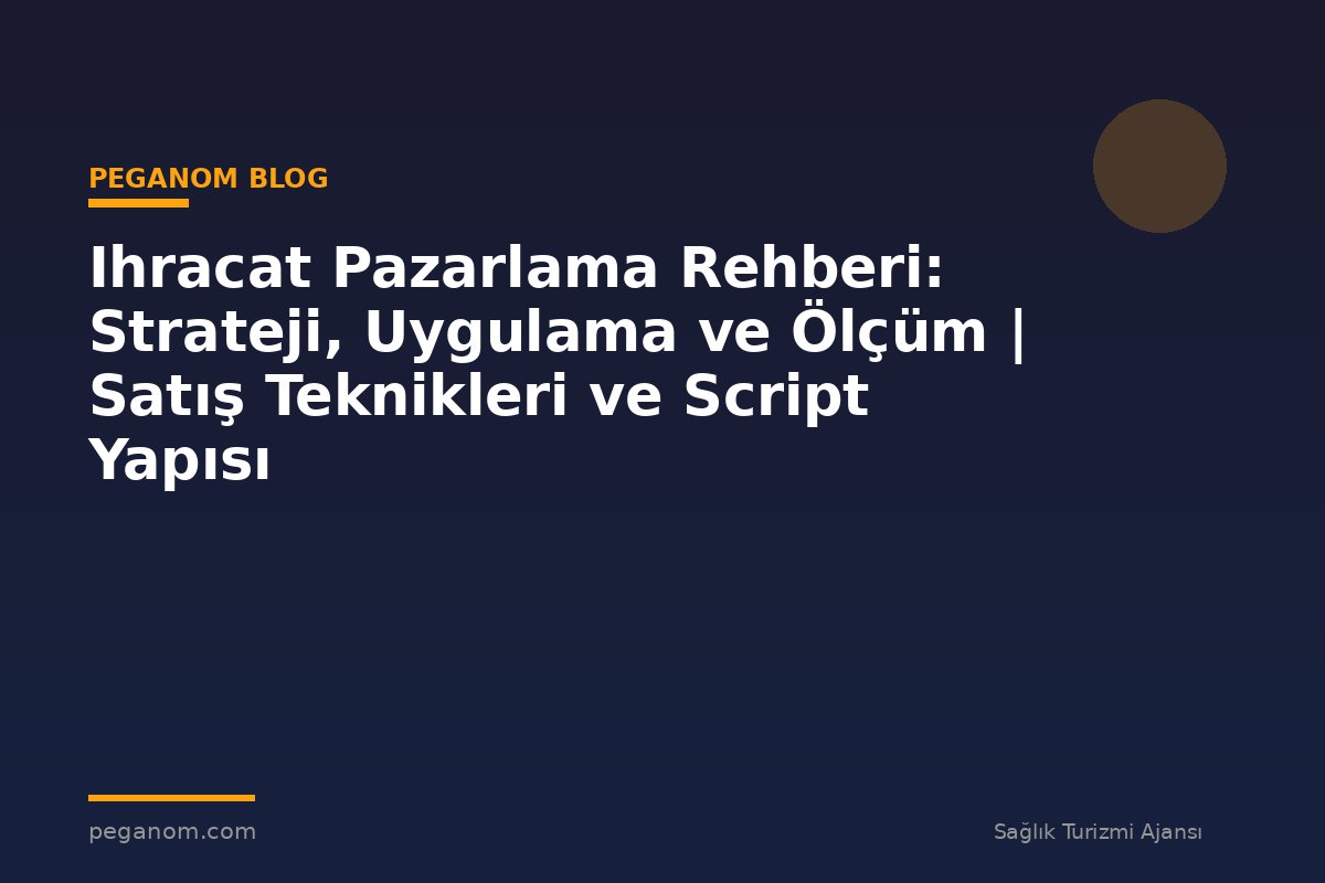 Ihracat Pazarlama Rehberi: Strateji, Uygulama ve Ölçüm | Satış Teknikleri ve Script Yapısı