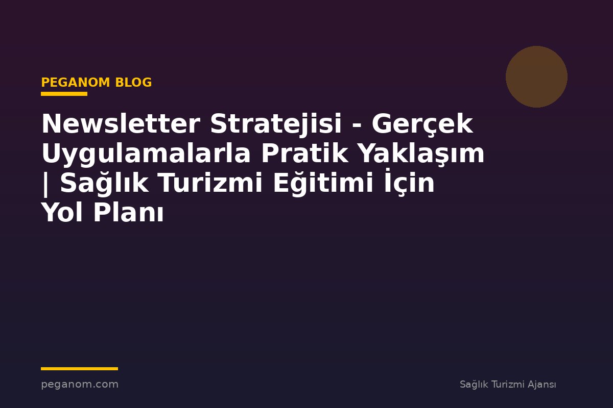 Newsletter Stratejisi - Gerçek Uygulamalarla Pratik Yaklaşım | Sağlık Turizmi Eğitimi İçin Yol Planı