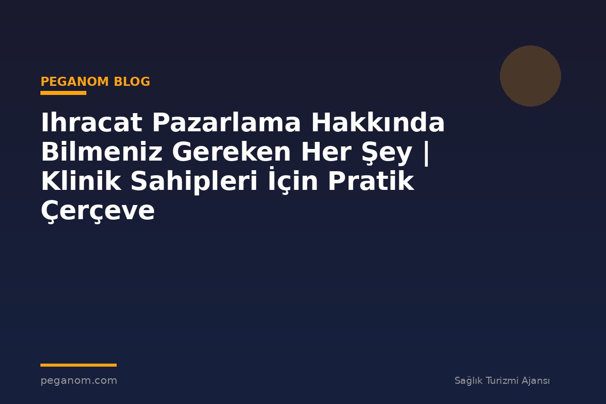 Ihracat Pazarlama Hakkında Bilmeniz Gereken Her Şey | Klinik Sahipleri İçin Pratik Çerçeve