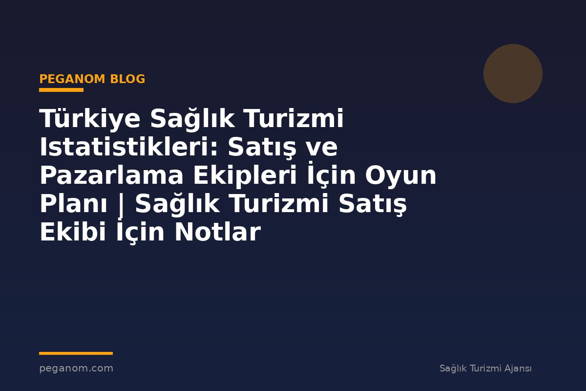 Türkiye Sağlık Turizmi Istatistikleri: Satış ve Pazarlama Ekipleri İçin Oyun Planı | Sağlık Turizmi Satış Ekibi İçin Notlar