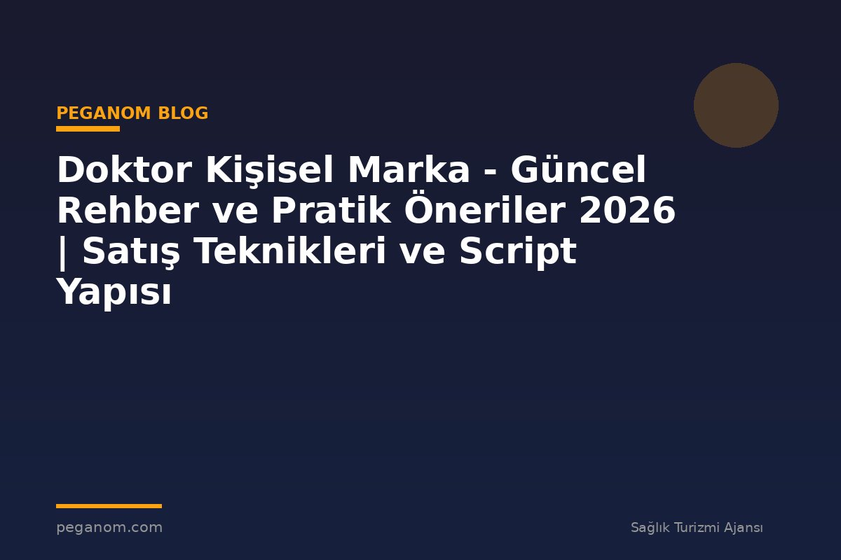 Doktor Kişisel Marka - Güncel Rehber ve Pratik Öneriler 2026 | Satış Teknikleri ve Script Yapısı