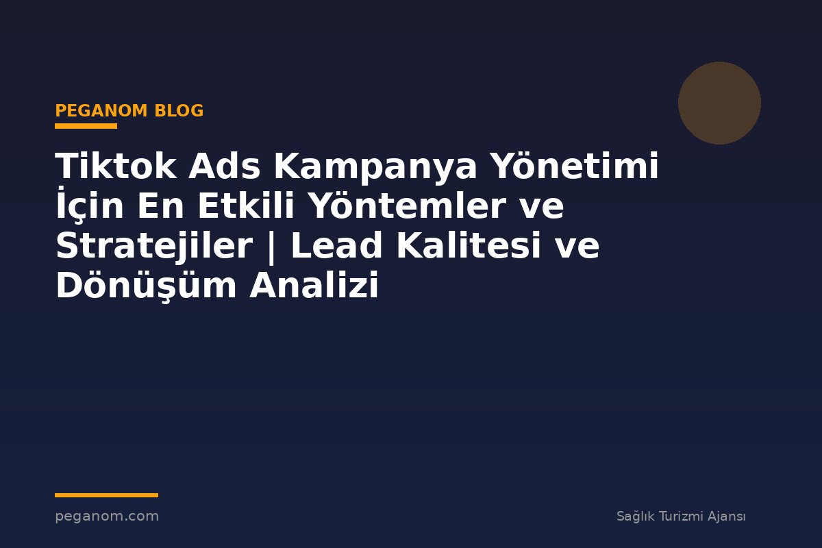 Tiktok Ads Kampanya Yönetimi İçin En Etkili Yöntemler ve Stratejiler | Lead Kalitesi ve Dönüşüm Analizi