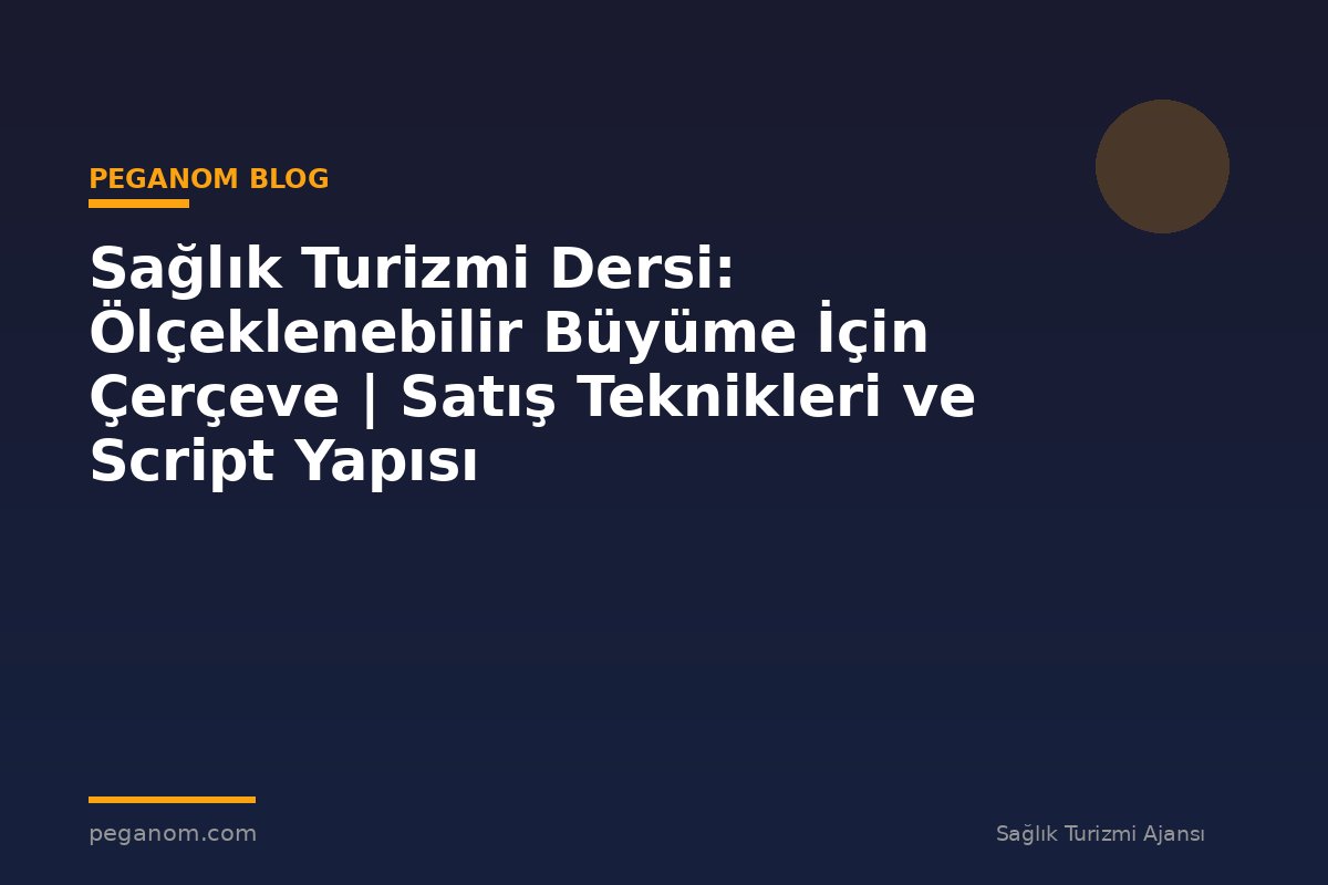Sağlık Turizmi Dersi: Ölçeklenebilir Büyüme İçin Çerçeve | Satış Teknikleri ve Script Yapısı