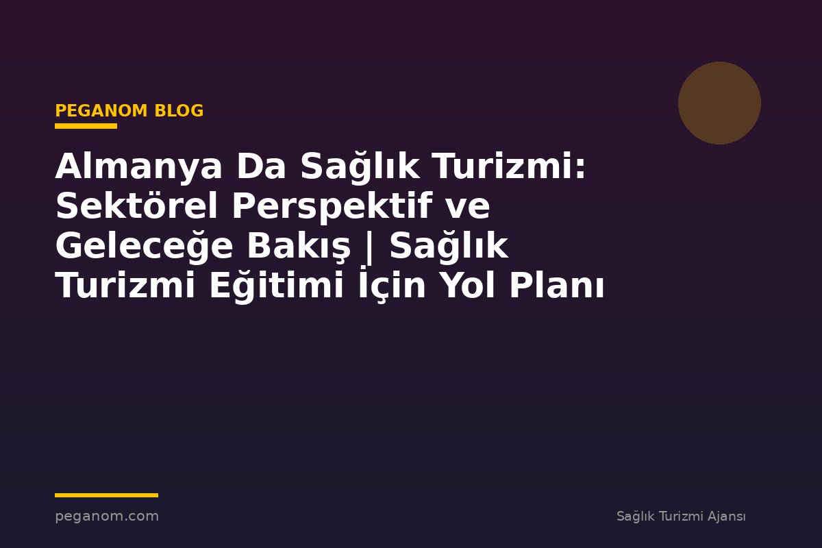 Almanya Da Sağlık Turizmi: Sektörel Perspektif ve Geleceğe Bakış | Sağlık Turizmi Eğitimi İçin Yol Planı