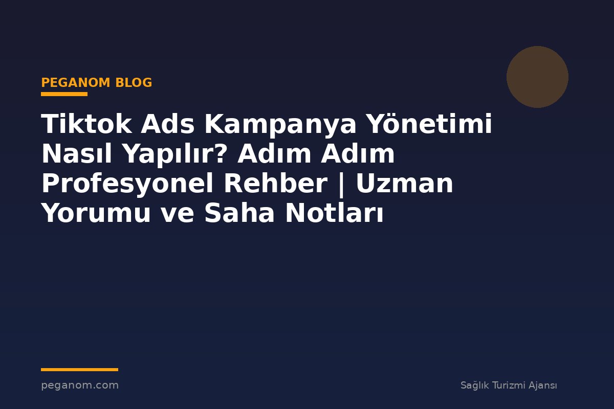 Tiktok Ads Kampanya Yönetimi Nasıl Yapılır? Adım Adım Profesyonel Rehber | Uzman Yorumu ve Saha Notları