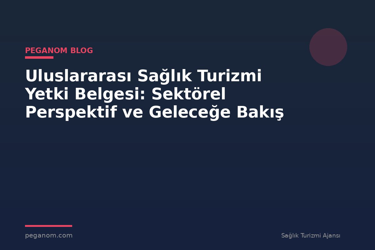 Uluslararası Sağlık Turizmi Yetki Belgesi: Sektörel Perspektif ve Geleceğe Bakış