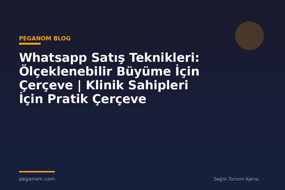 Whatsapp Satış Teknikleri: Ölçeklenebilir Büyüme İçin Çerçeve | Klinik Sahipleri İçin Pratik Çerçeve