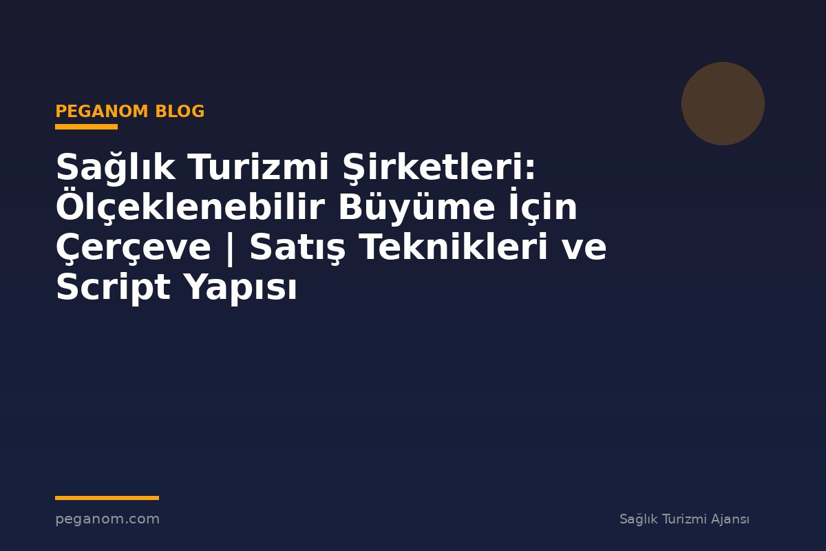 Sağlık Turizmi Şirketleri: Ölçeklenebilir Büyüme İçin Çerçeve | Satış Teknikleri ve Script Yapısı