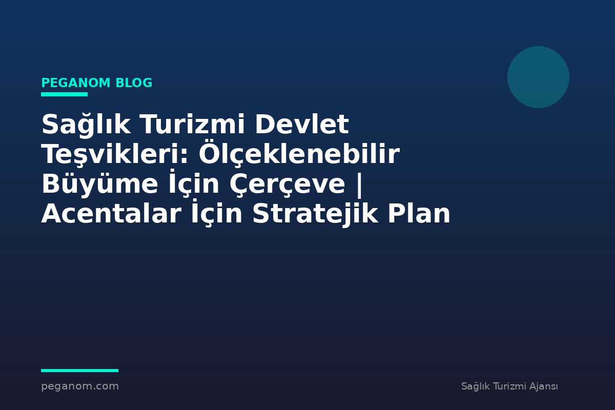 Sağlık Turizmi Devlet Teşvikleri: Ölçeklenebilir Büyüme İçin Çerçeve | Acentalar İçin Stratejik Plan