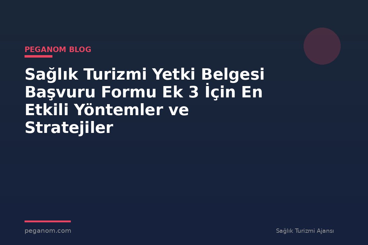 Sağlık Turizmi Yetki Belgesi Başvuru Formu Ek 3 İçin En Etkili Yöntemler ve Stratejiler