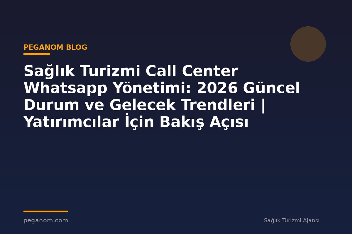 Sağlık Turizmi Call Center Whatsapp Yönetimi: 2026 Güncel Durum ve Gelecek Trendleri | Yatırımcılar İçin Bakış Açısı