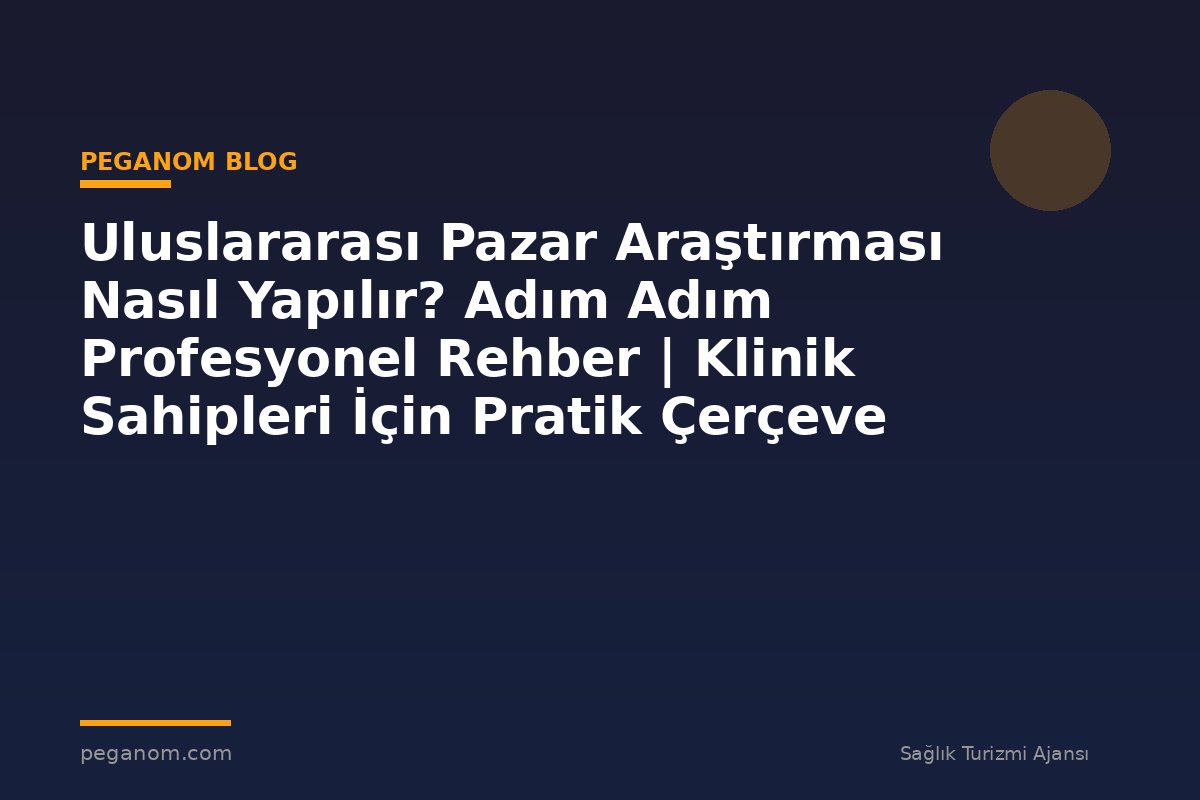 Uluslararası Pazar Araştırması Nasıl Yapılır? Adım Adım Profesyonel Rehber | Klinik Sahipleri İçin Pratik Çerçeve