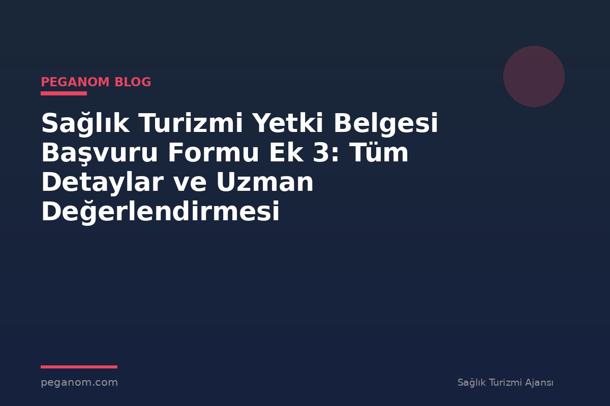 Sağlık Turizmi Yetki Belgesi Başvuru Formu Ek 3: Tüm Detaylar ve Uzman Değerlendirmesi