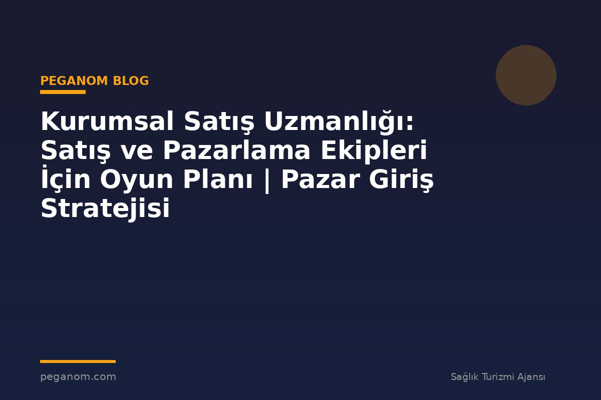 Kurumsal Satış Uzmanlığı: Satış ve Pazarlama Ekipleri İçin Oyun Planı | Pazar Giriş Stratejisi