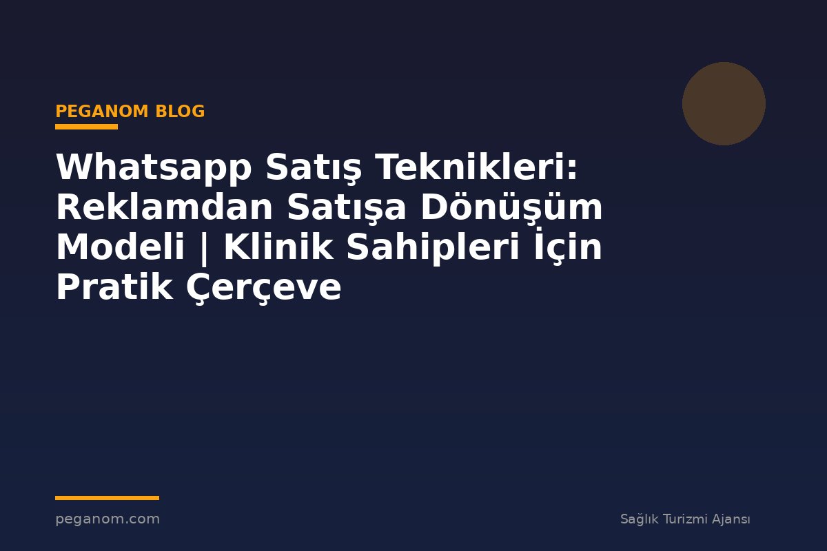 Whatsapp Satış Teknikleri: Reklamdan Satışa Dönüşüm Modeli | Klinik Sahipleri İçin Pratik Çerçeve