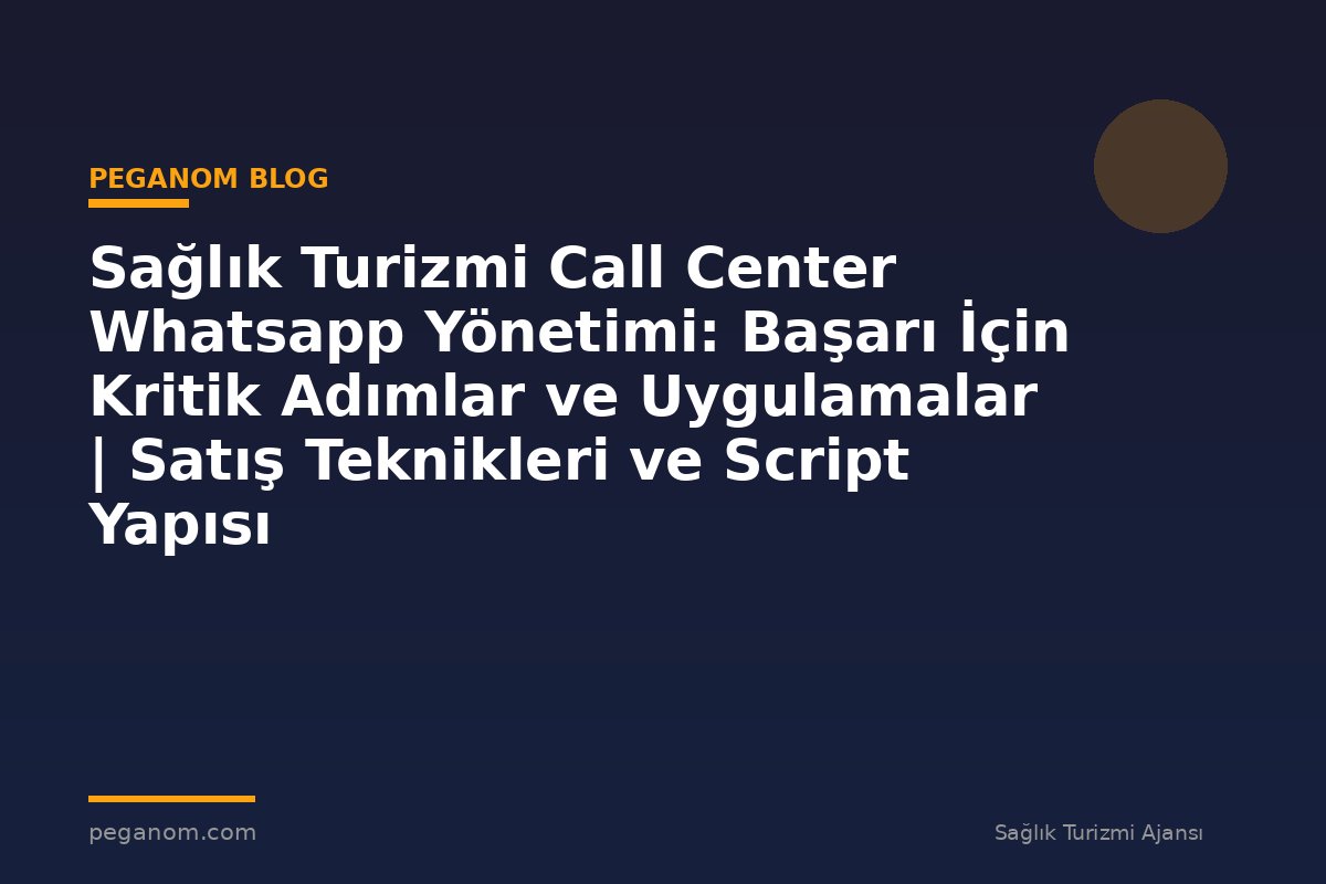 Sağlık Turizmi Call Center Whatsapp Yönetimi: Başarı İçin Kritik Adımlar ve Uygulamalar | Satış Teknikleri ve Script Yapısı