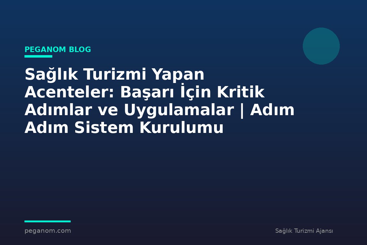 Sağlık Turizmi Yapan Acenteler: Başarı İçin Kritik Adımlar ve Uygulamalar | Adım Adım Sistem Kurulumu