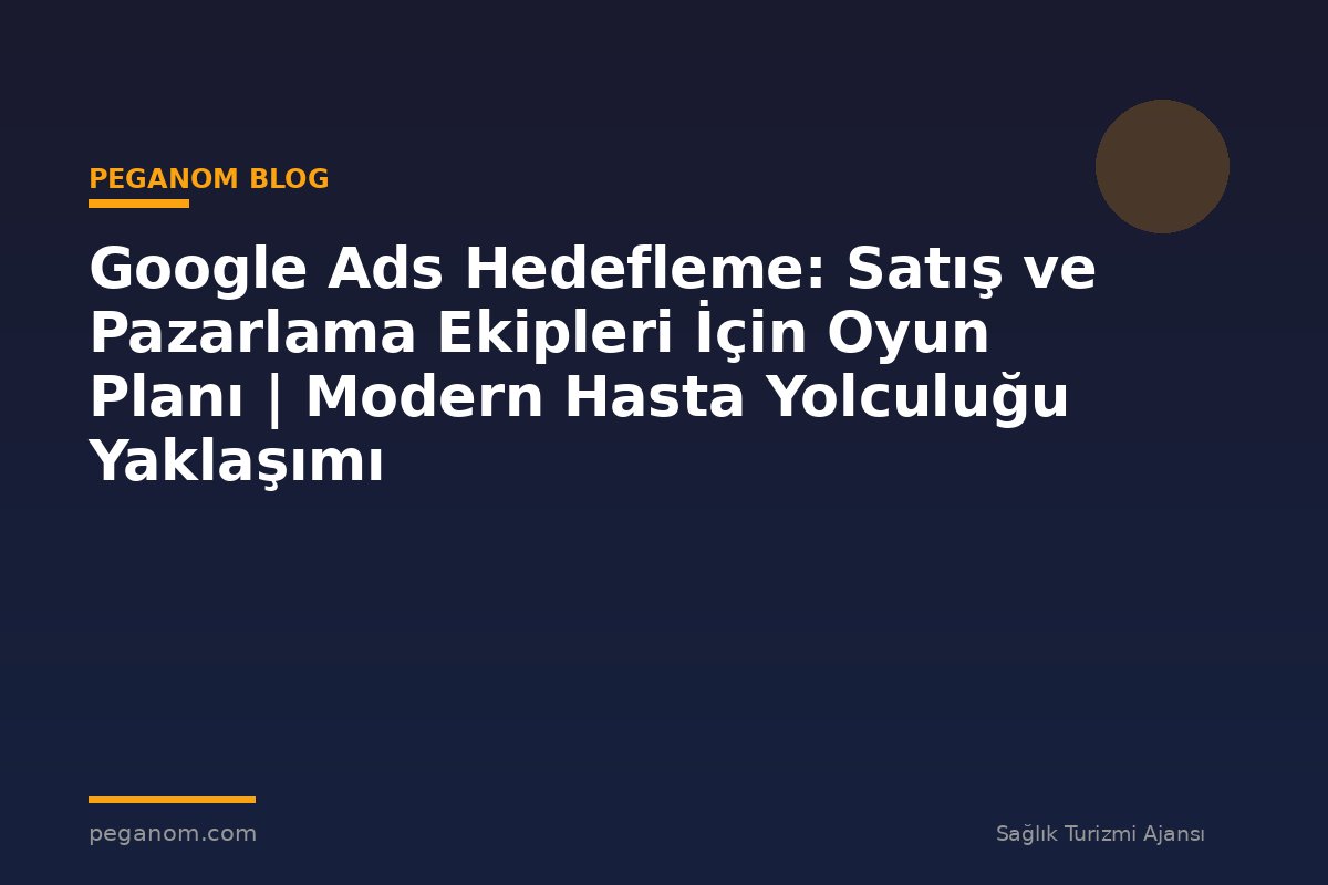 Google Ads Hedefleme: Satış ve Pazarlama Ekipleri İçin Oyun Planı | Modern Hasta Yolculuğu Yaklaşımı