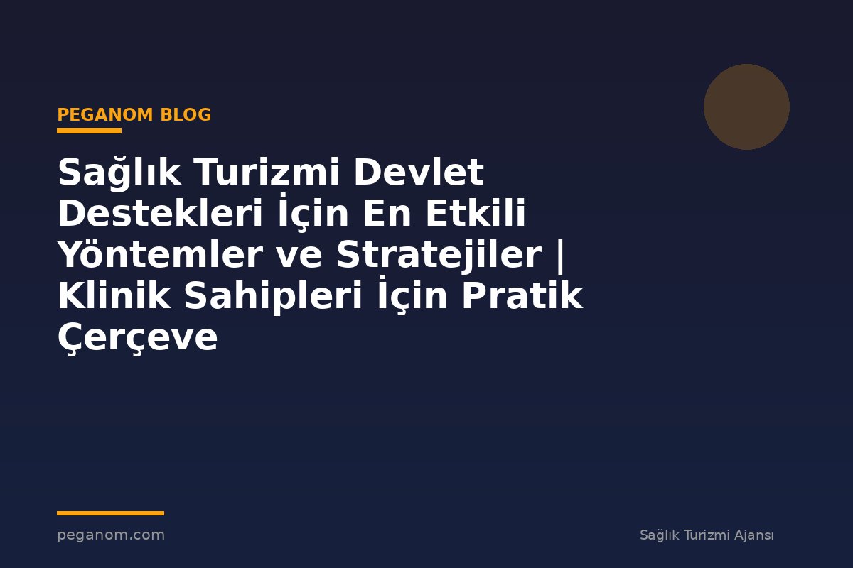 Sağlık Turizmi Devlet Destekleri İçin En Etkili Yöntemler ve Stratejiler | Klinik Sahipleri İçin Pratik Çerçeve