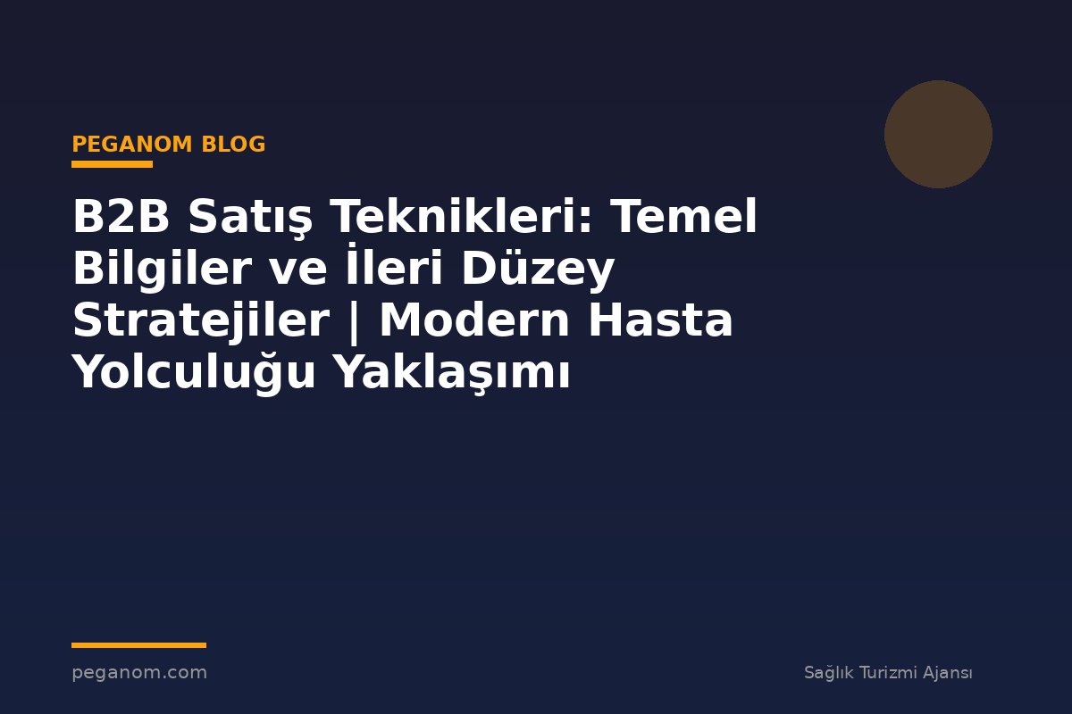 B2B Satış Teknikleri: Temel Bilgiler ve İleri Düzey Stratejiler | Modern Hasta Yolculuğu Yaklaşımı