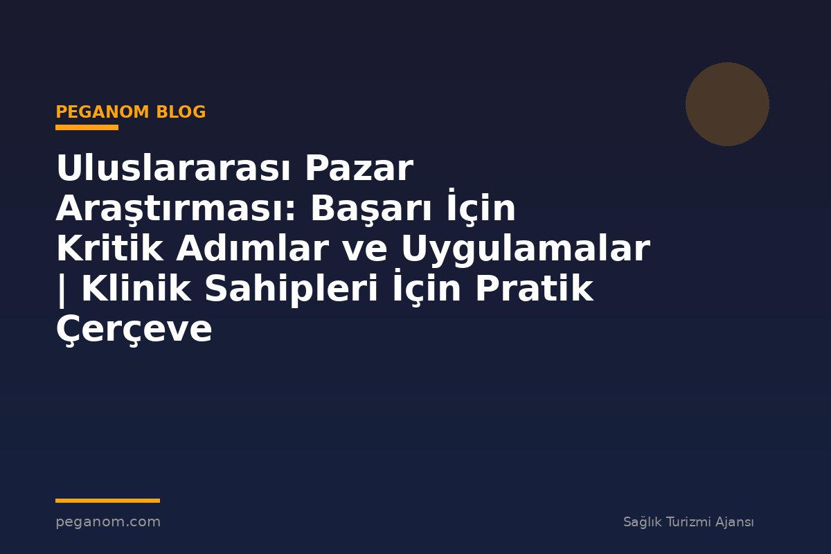 Uluslararası Pazar Araştırması: Başarı İçin Kritik Adımlar ve Uygulamalar | Klinik Sahipleri İçin Pratik Çerçeve
