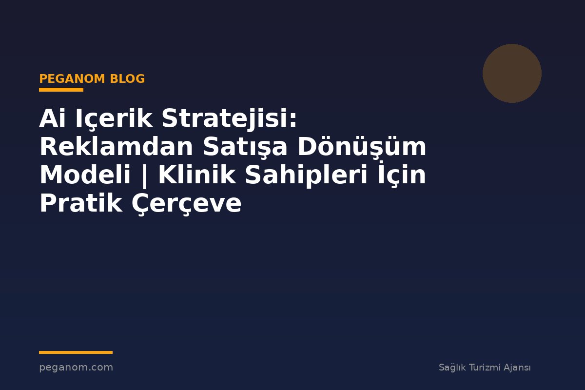 Ai Içerik Stratejisi: Reklamdan Satışa Dönüşüm Modeli | Klinik Sahipleri İçin Pratik Çerçeve