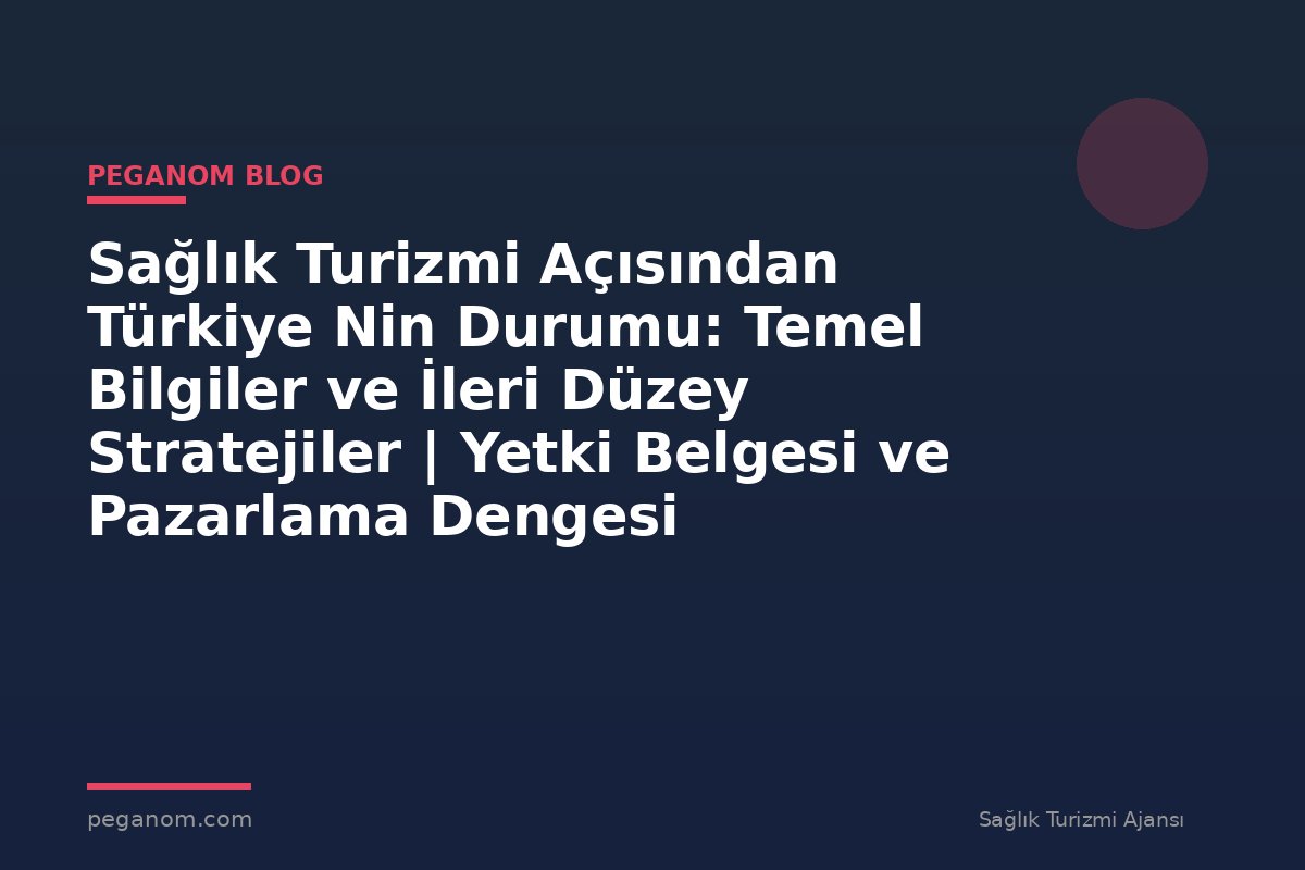 Sağlık Turizmi Açısından Türkiye Nin Durumu: Temel Bilgiler ve İleri Düzey Stratejiler | Yetki Belgesi ve Pazarlama Dengesi