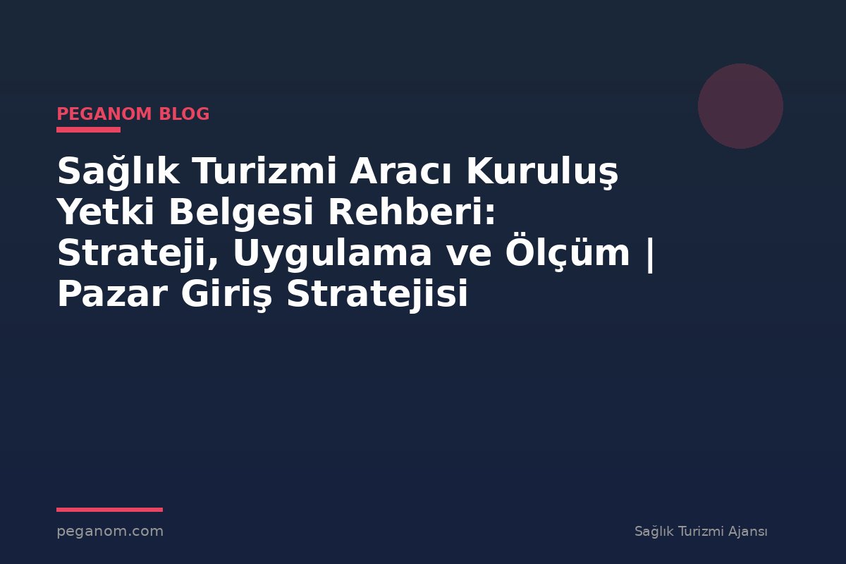Sağlık Turizmi Aracı Kuruluş Yetki Belgesi Rehberi: Strateji, Uygulama ve Ölçüm | Pazar Giriş Stratejisi