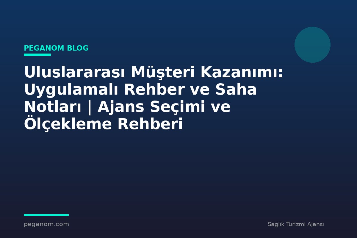 Uluslararası Müşteri Kazanımı: Uygulamalı Rehber ve Saha Notları | Ajans Seçimi ve Ölçekleme Rehberi