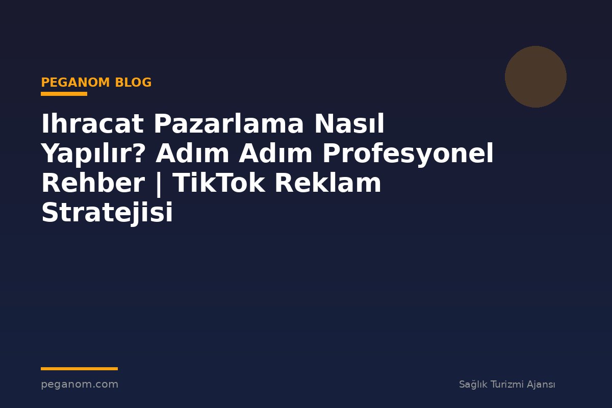 Ihracat Pazarlama Nasıl Yapılır? Adım Adım Profesyonel Rehber | TikTok Reklam Stratejisi