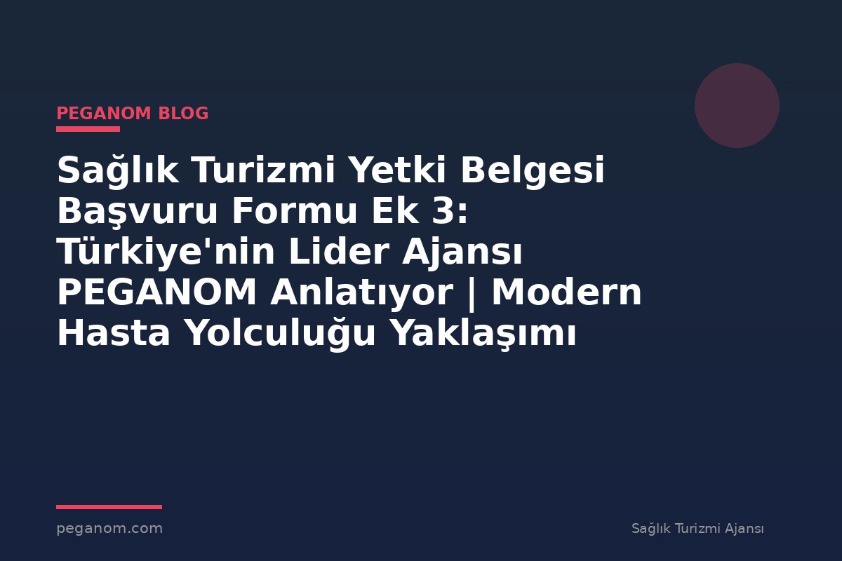 Sağlık Turizmi Yetki Belgesi Başvuru Formu Ek 3: Türkiye'nin Lider Ajansı PEGANOM Anlatıyor | Modern Hasta Yolculuğu Yaklaşımı