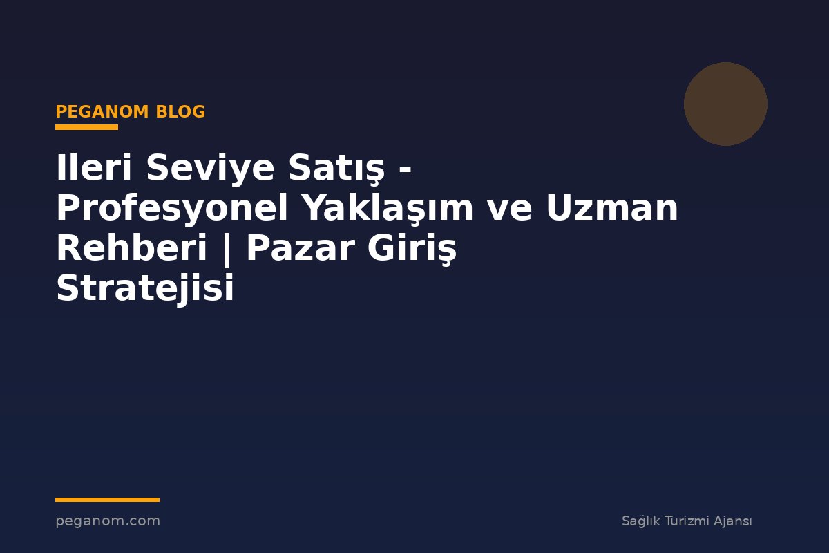 Ileri Seviye Satış - Profesyonel Yaklaşım ve Uzman Rehberi | Pazar Giriş Stratejisi