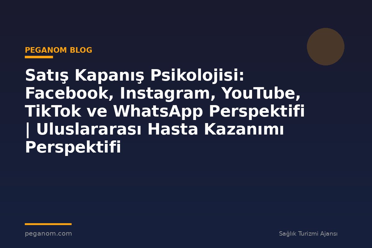 Satış Kapanış Psikolojisi: Facebook, Instagram, YouTube, TikTok ve WhatsApp Perspektifi | Uluslararası Hasta Kazanımı Perspektifi