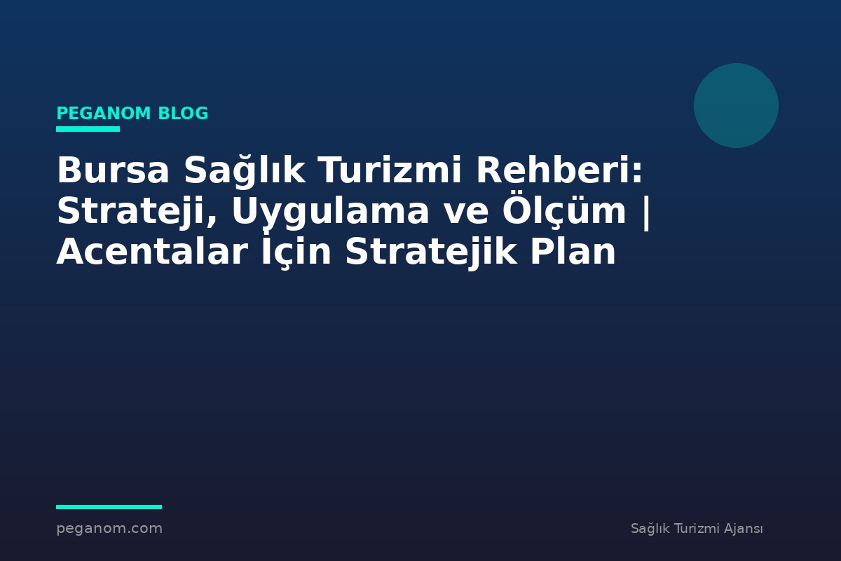 Bursa Sağlık Turizmi Rehberi: Strateji, Uygulama ve Ölçüm | Acentalar İçin Stratejik Plan