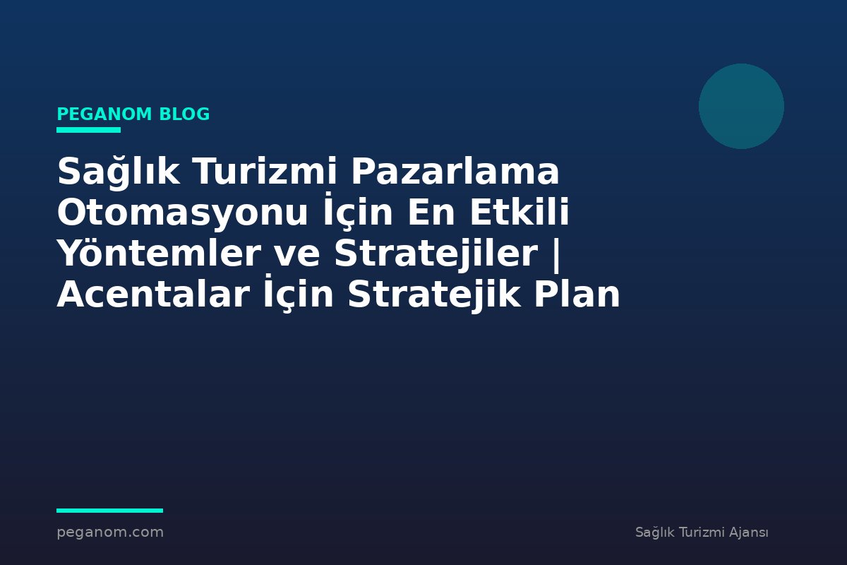 Sağlık Turizmi Pazarlama Otomasyonu İçin En Etkili Yöntemler ve Stratejiler | Acentalar İçin Stratejik Plan