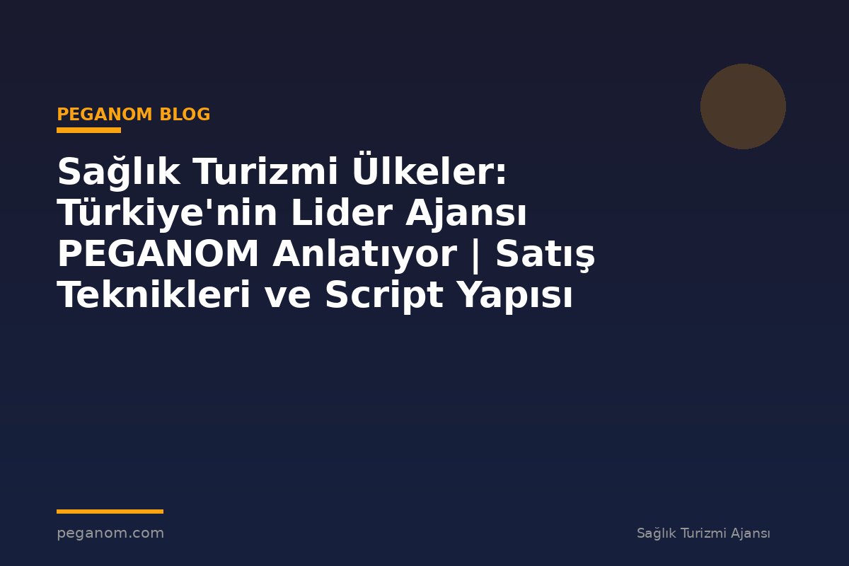 Sağlık Turizmi Ülkeler: Türkiye'nin Lider Ajansı PEGANOM Anlatıyor | Satış Teknikleri ve Script Yapısı