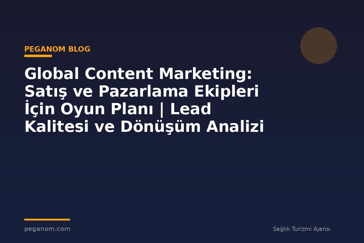 Global Content Marketing: Satış ve Pazarlama Ekipleri İçin Oyun Planı | Lead Kalitesi ve Dönüşüm Analizi