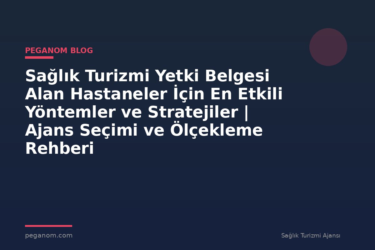 Sağlık Turizmi Yetki Belgesi Alan Hastaneler İçin En Etkili Yöntemler ve Stratejiler | Ajans Seçimi ve Ölçekleme Rehberi