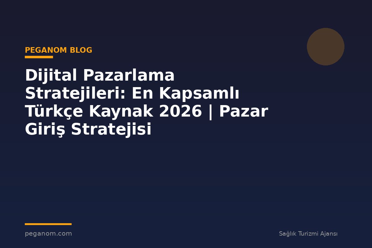 Dijital Pazarlama Stratejileri: En Kapsamlı Türkçe Kaynak 2026 | Pazar Giriş Stratejisi