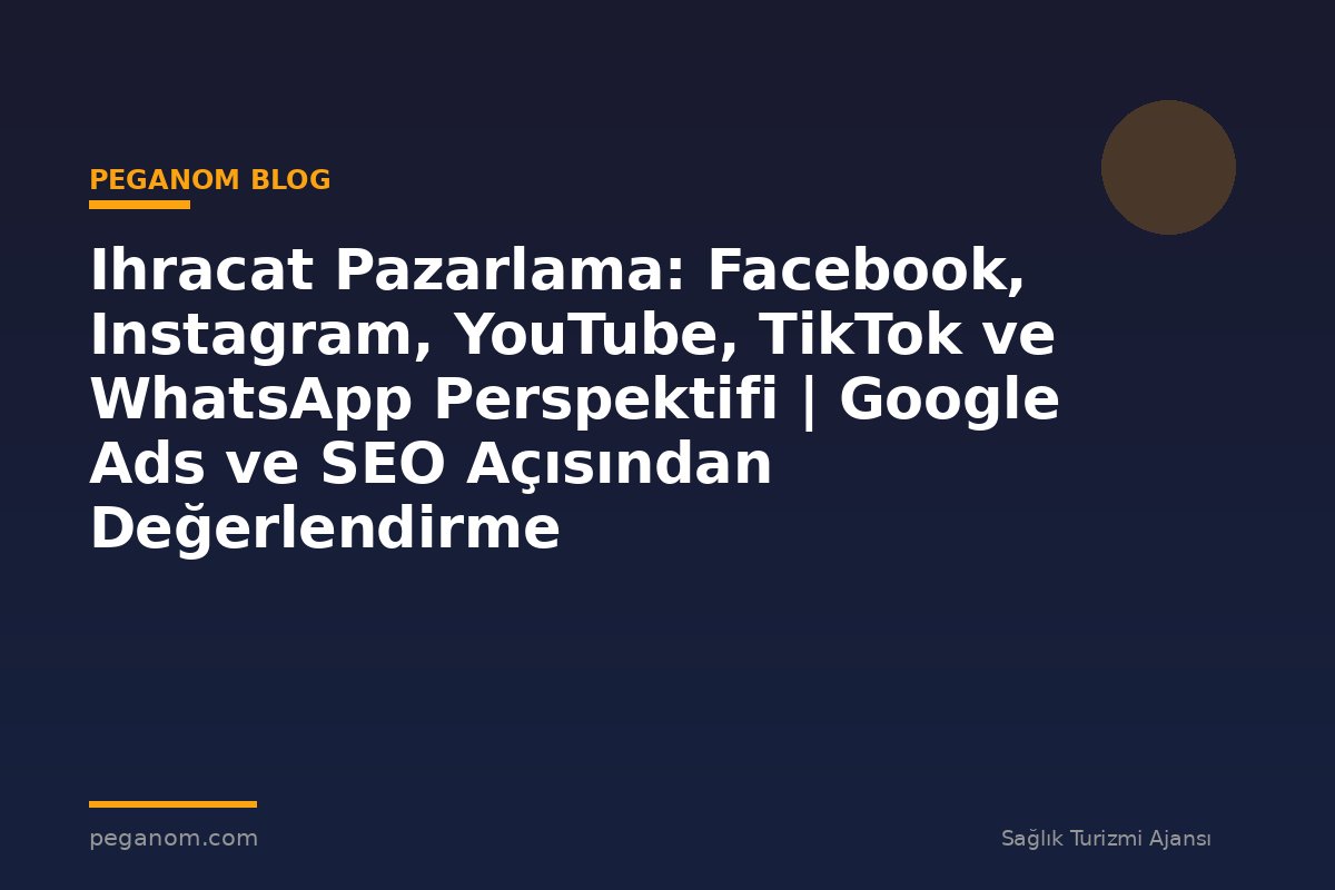 Ihracat Pazarlama: Facebook, Instagram, YouTube, TikTok ve WhatsApp Perspektifi | Google Ads ve SEO Açısından Değerlendirme