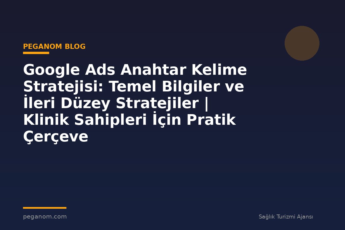 Google Ads Anahtar Kelime Stratejisi: Temel Bilgiler ve İleri Düzey Stratejiler | Klinik Sahipleri İçin Pratik Çerçeve